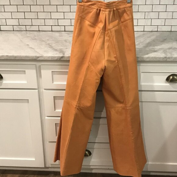 Karen Stilon Pants Womens 5/6 Tan Leather 90s Vintage Western Cowgirl Rodeo - Picture 2 of 12